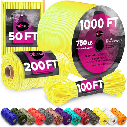 Paracord Rope 550 lb 4mm – Parachute Cord – Utility Camping Rope