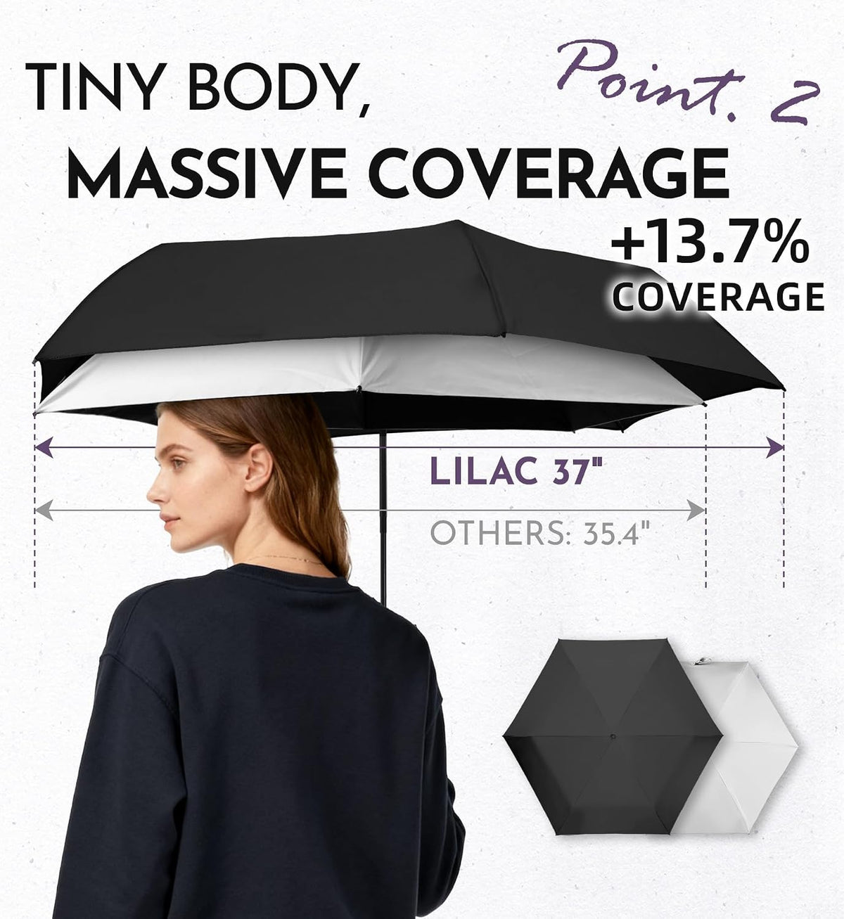 Mini Travel Umbrella for Rain 43" UPF 100+ UV Protection Umbrella