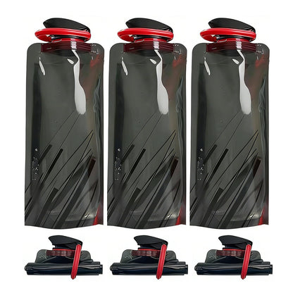 Jinora 4 Pack Collapsible Water Bottles for Travel – 20oz Foldable Water Bottle with Carabiner,Leakproof BPA-Free Water Jup, Portable Reusable Water Bottle for Hiking,Sports,Camping,Biking
