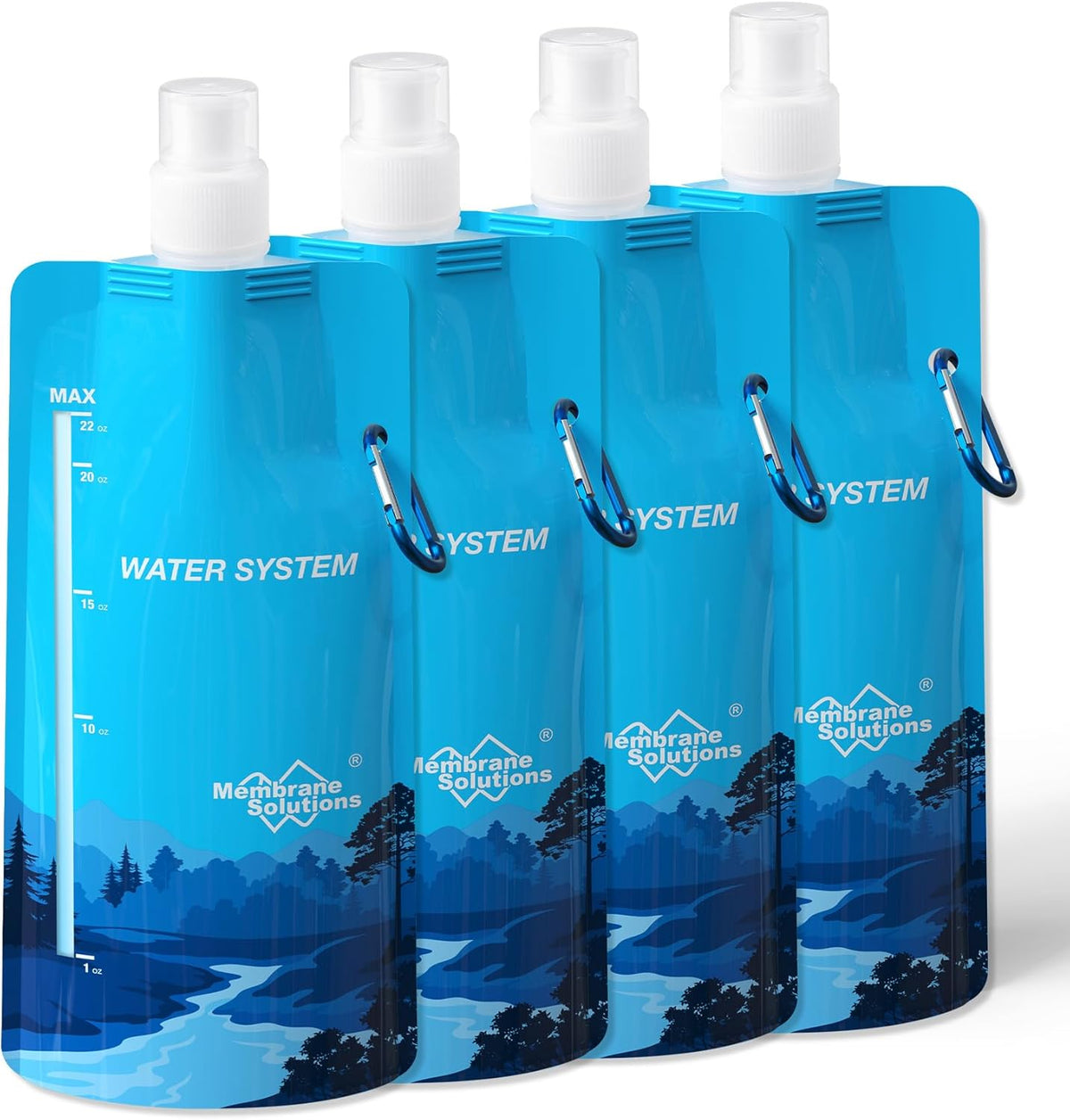 Membrane Solutions Collapsible Water Bottle 23oz with Carabiner