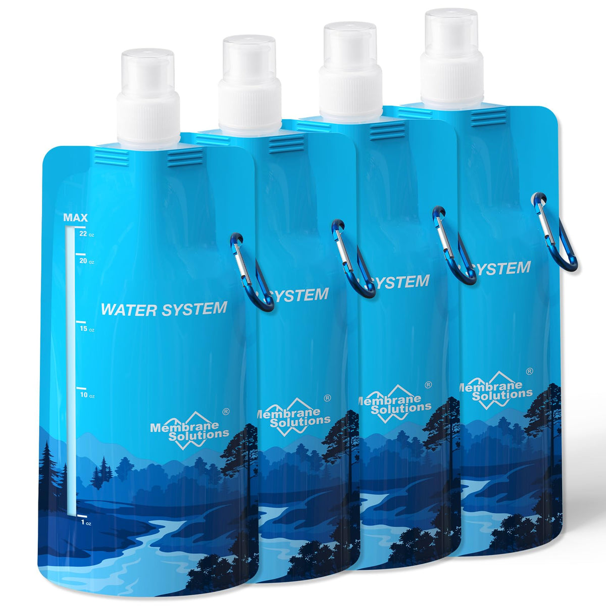 Membrane Solutions Collapsible Water Bottle 23oz with Carabiner