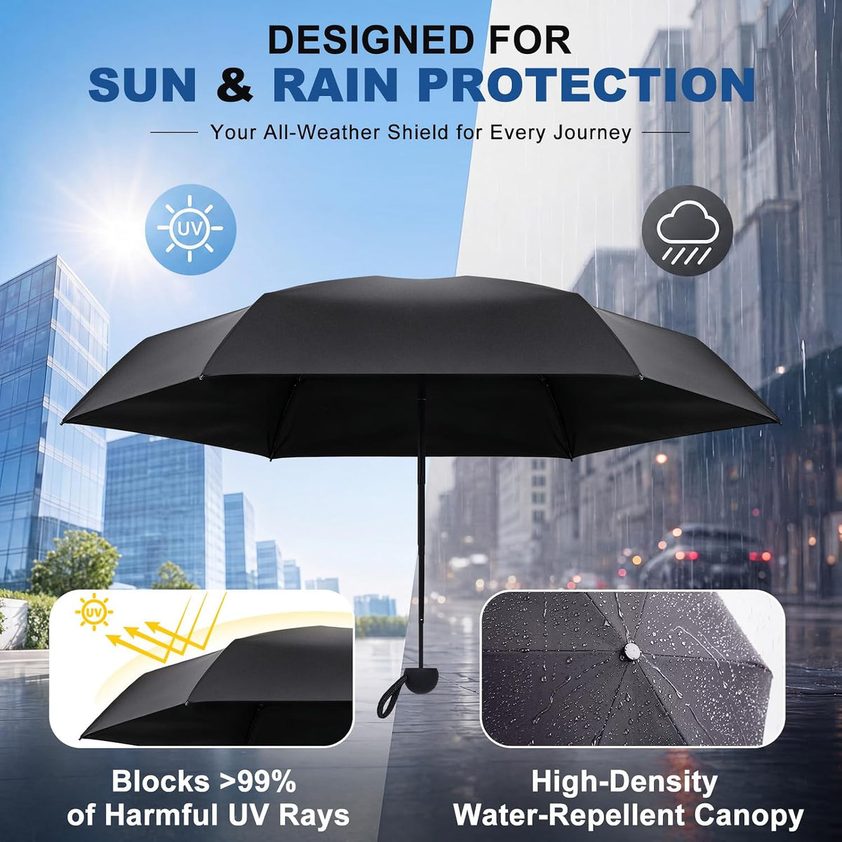 Amylove 24 Pack Mini Travel Umbrellas Bulk, Compact Lightweight Pocket Umbrella, UV Sun & Rain Protection Tiny Umbrella for Wedding Party Favors, Business Gifts, Corporate Bulk Supplies