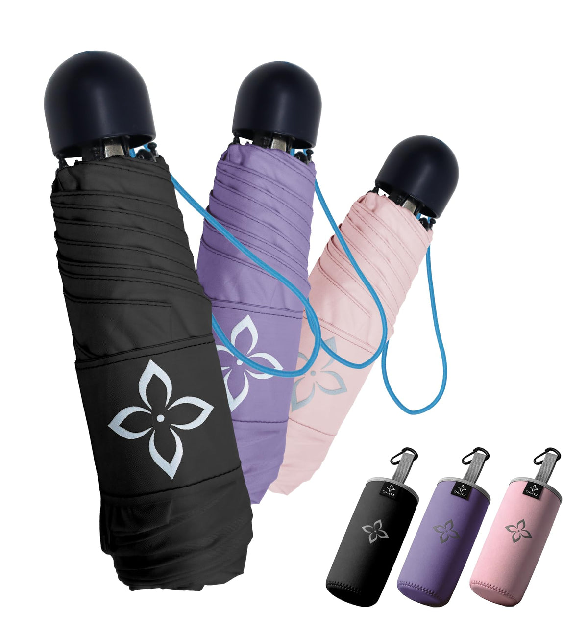 Mini Travel Umbrella for Rain - 43" Large Coverage Small Compact Umbrella, Reinforced Strong Frame, Lightweight Portable Parasol with UPF 100+ UV Protection, Gifts for Adults, Seniors & Students