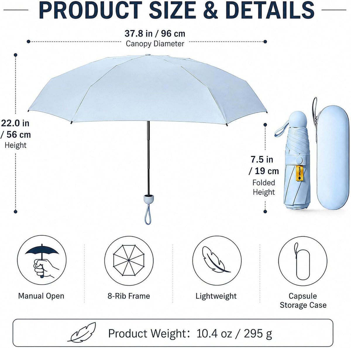 Mini Travel Umbrella with UPF 50+ UV Protection