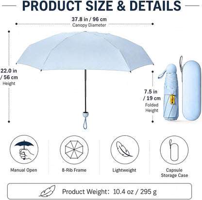 Mini Travel Umbrella with UPF 50+ UV Protection