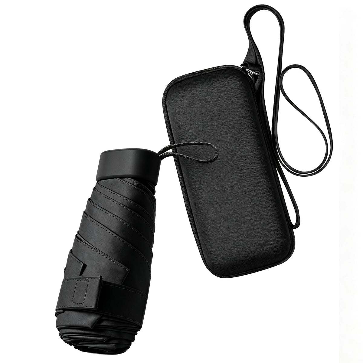 ESUFEIR Mini Sun Umbrella for Purse With Case