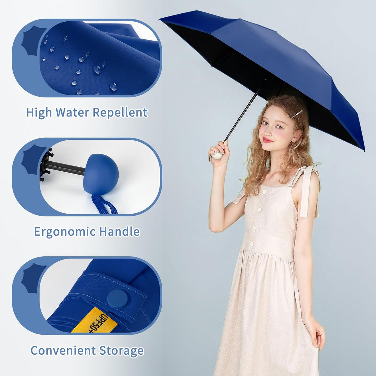 Yoobure Travel Umbrella Portable Compact Umbrellas, Pocket Mini for Purse, Umbrellas for UV Sun & Rain Small for Backpack, Umbrella with Case Folding for Kids Women