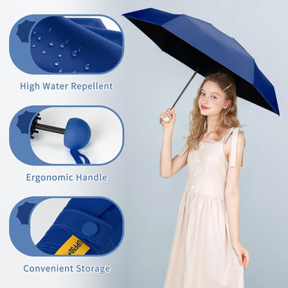 Yoobure Travel Umbrella Portable Compact Umbrellas, Pocket Mini for Purse, Umbrellas for UV Sun & Rain Small for Backpack, Umbrella with Case Folding for Kids Women