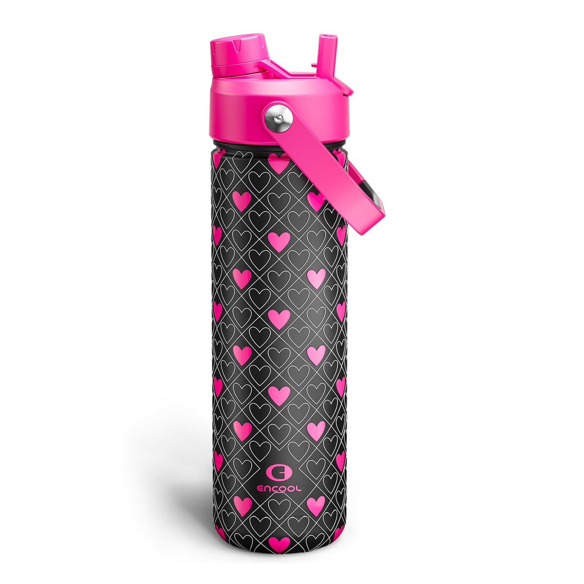 ENCOOL Insulated Water Bottle with Straw Stainless Steel Water Bottle, Leak-Proof, BPA-Free, Double Wall Vacuum Keeps Cold for 24 Hours for Sports, Travel, School (26 oz, Black Night)