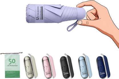 BAODINI Mini Travel Umbrella with UV Sun Protection, Compact Pocket-Size