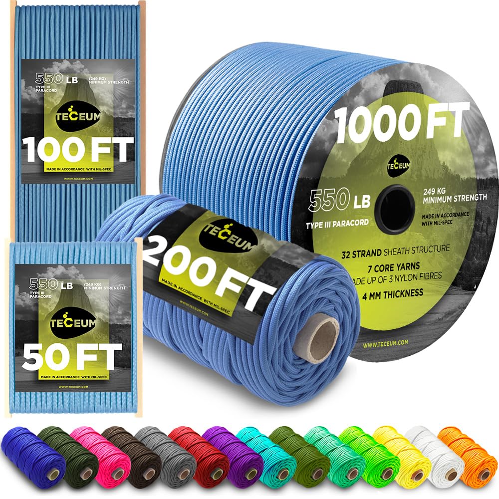Paracord Rope 550 lb 4mm – Parachute Cord – Utility Camping Rope