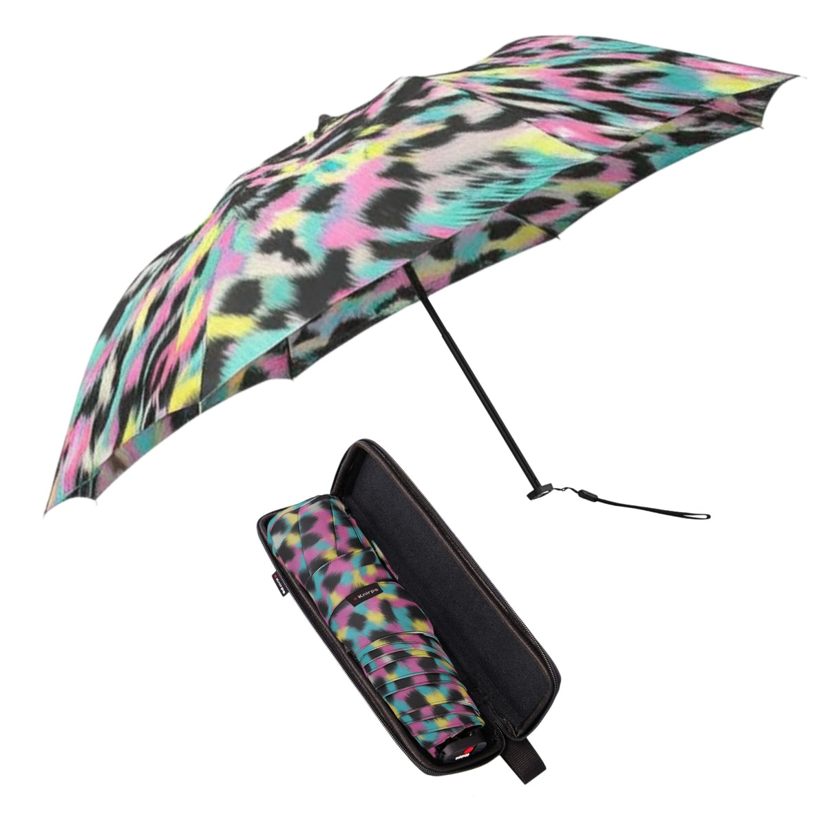 Knirps X4U My Clever Companion– 90cm Diameter Windproof Manual Open/Close Umbrella, Small and Compact Design for Travel and All Weather Protection, with Retractable Feature and Travel Case
