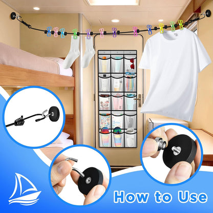 Over the Door Organizer & Magnetic Clothes Line for Cruise Ship