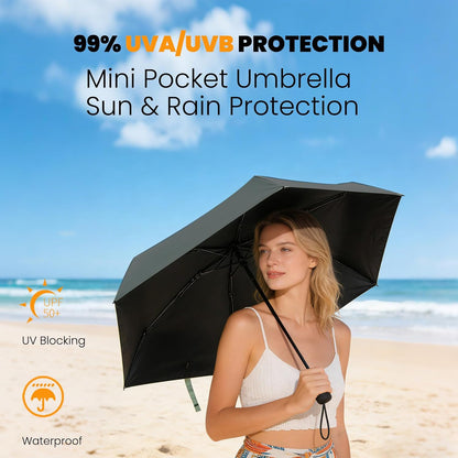 SIEPASA Mini Travel Umbrella, Compact UV Protection Sun & Rain Umbrella