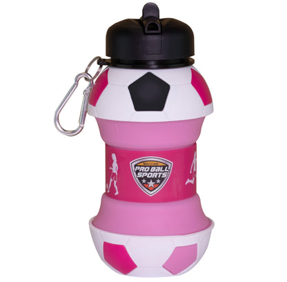 Maccabi Art Clip-On Collapsible 1 Liter, 34 oz. size BPA-Free Silicone Soccer Ball Large Water Bottle for Kids