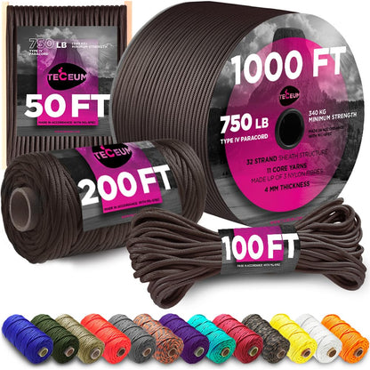 Paracord Rope 750lb 5/32 – Tent Camping Cord – Utility Outdoor Nylon Rope