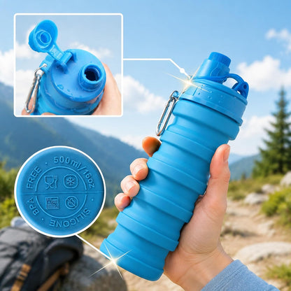 Collapsible Water Bottles, 3 Pack Silicone Foldable Sports travel Bottle