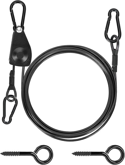TooTaci Outdoor Clothesline Kit with Self-Locking Pulley, 15FT 3/16" Cable
