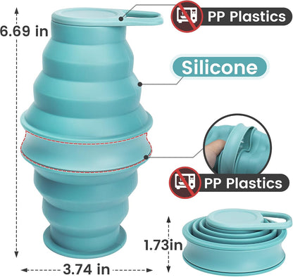 Collapsible Water Bottles 2 Pack 17 oz Silicone Foldable Travel