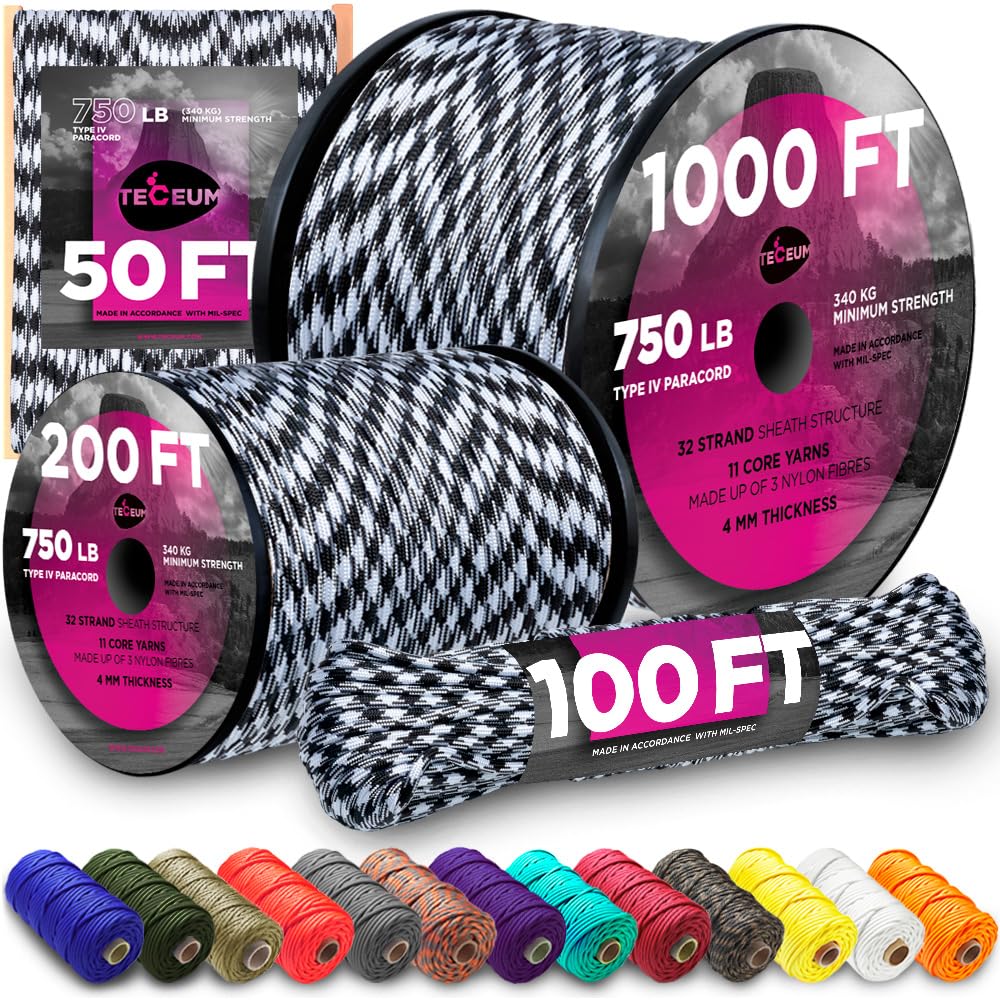 Paracord Rope 550 lb 4mm – Parachute Cord – Utility Camping Rope