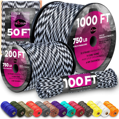Paracord Rope 550 lb 4mm – Parachute Cord – Utility Camping Rope