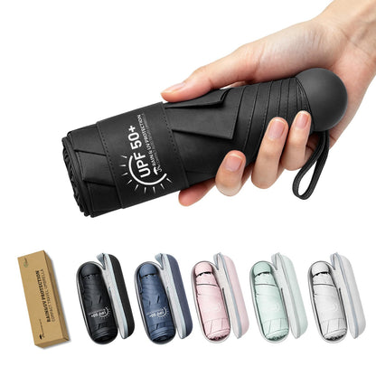 SY COMPACT Mini Travel Umbrella, UPF 50+ Rain & UV Sun Protection, Small Windproof & Lightweight Portable Umbrella with Zipper Case, Fits in Purse Travel Essential for Men Women