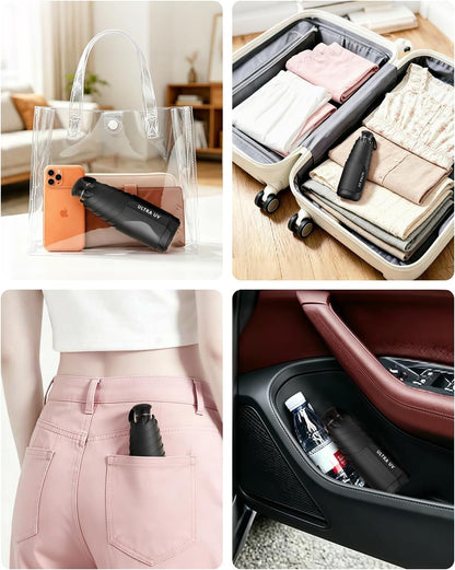 Mucat Mini Travel Umbrella with Retractable Handle