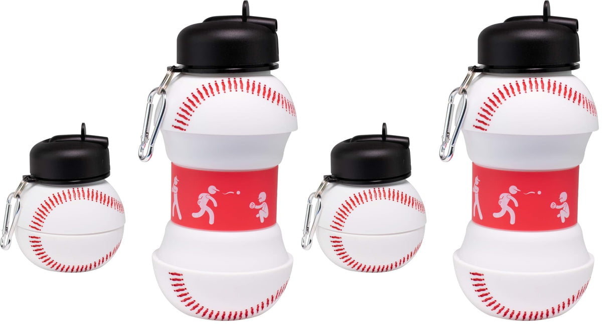 Maccabi Art Clip-On Collapsible 1 Liter, 34 oz. size BPA-Free Silicone Soccer Ball Large Water Bottle for Kids