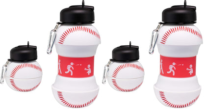 Maccabi Art Clip-On Collapsible 1 Liter, 34 oz. size BPA-Free Silicone Soccer Ball Large Water Bottle for Kids