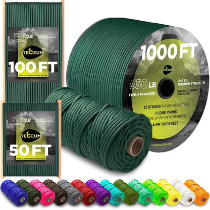 Paracord Rope 550 lb 4mm – Parachute Cord – Utility Camping Rope