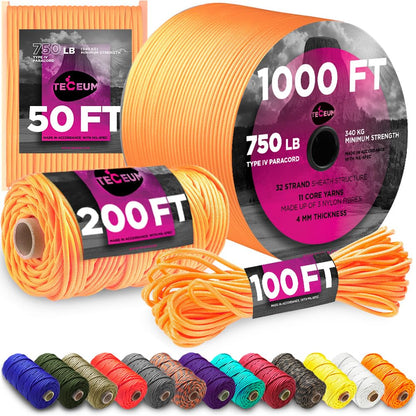Paracord Rope 750lb 5/32 – Tent Camping Cord – Utility Outdoor Nylon Rope
