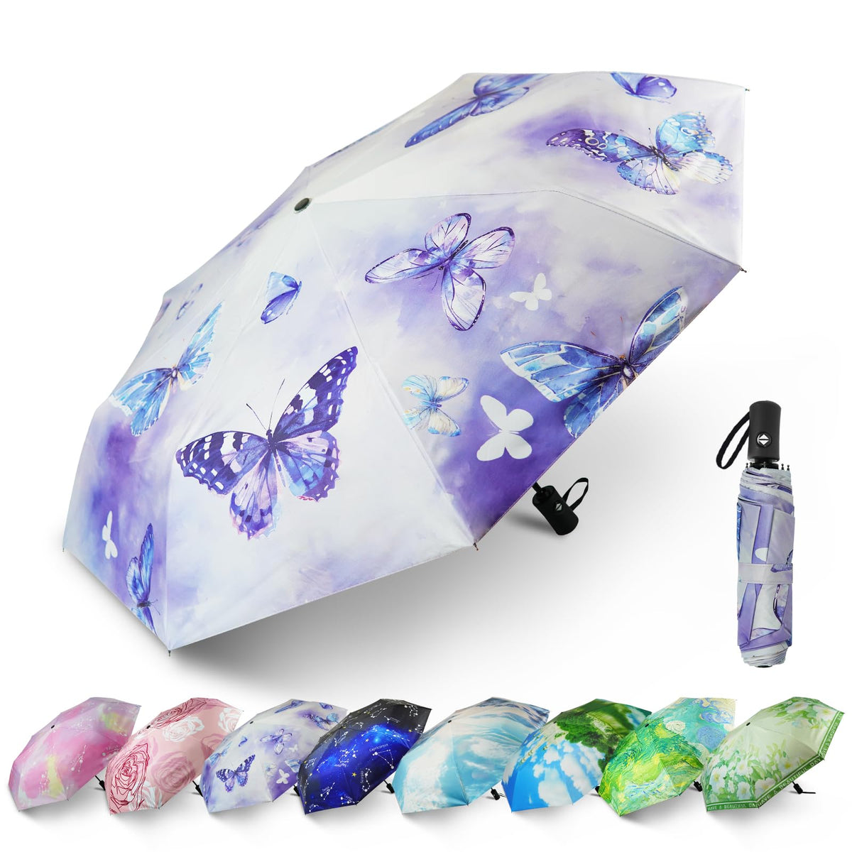 SY COMPACT Travel Umbrella - Windproof Automatic Compact Umbrellas for Rain