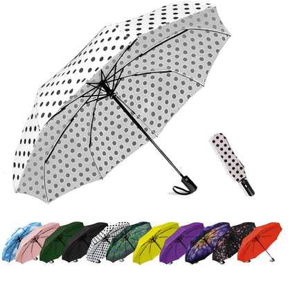 SIEPASA Compact Travel Umbrella - Windproof Auto Open/Close, Small Folding Umbrella for Rain - Lightweight & Durable with Fiberglass Frame, Waterproof Canopy - Fits Backpack, Purse, Suitcase. (Black)