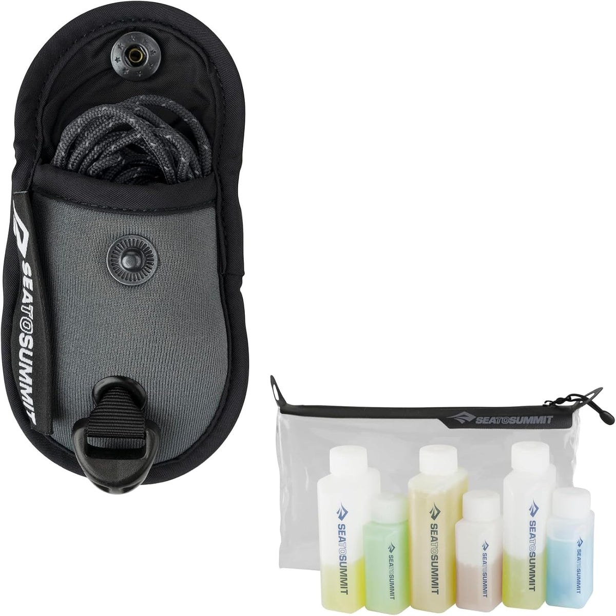 Sea to Summit Travel System: Clothesline and Clear Zip Pouch with Travel Bottles, TSA Approved