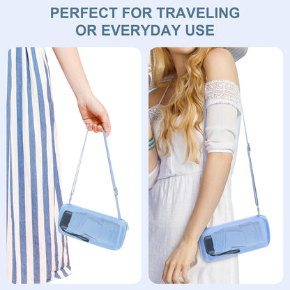 Mini Umbrella for Travel with Case Small Compact Sun Rain Tiny for Purse