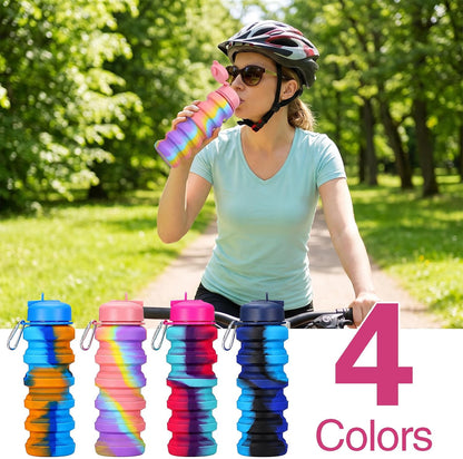 4 Pcs Foldable Water Bottles, 16 oz Reusable Water Bottles Portable