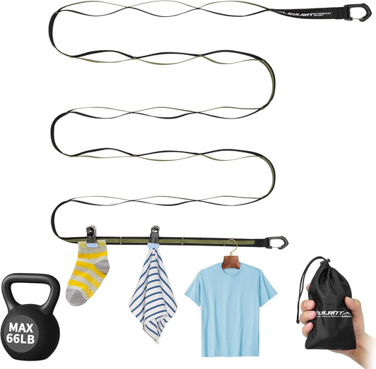 EULANT Portable Travel Clothesline with 24 Hanging Holes w/Storage Bag,10Ft