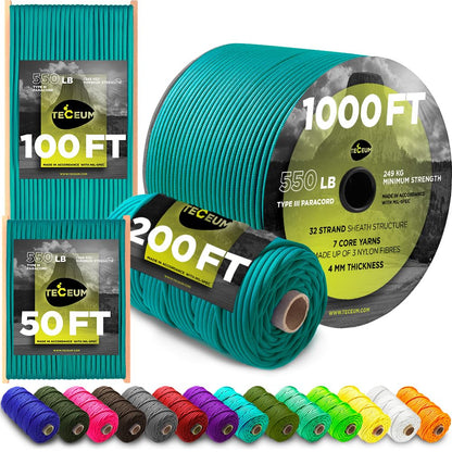 Paracord Rope 550 lb 4mm – Parachute Cord – Utility Camping Rope