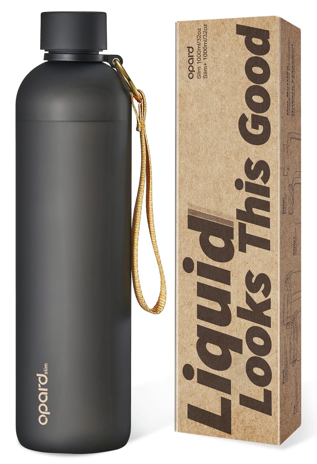 Opard Slim Water Bottle 32oz, Dishwasher Safe Plastic Water Bottle BPA-Free, Leakproof Screw Top, Forest Green, Reusable for Travel School Sport Gym Hiking