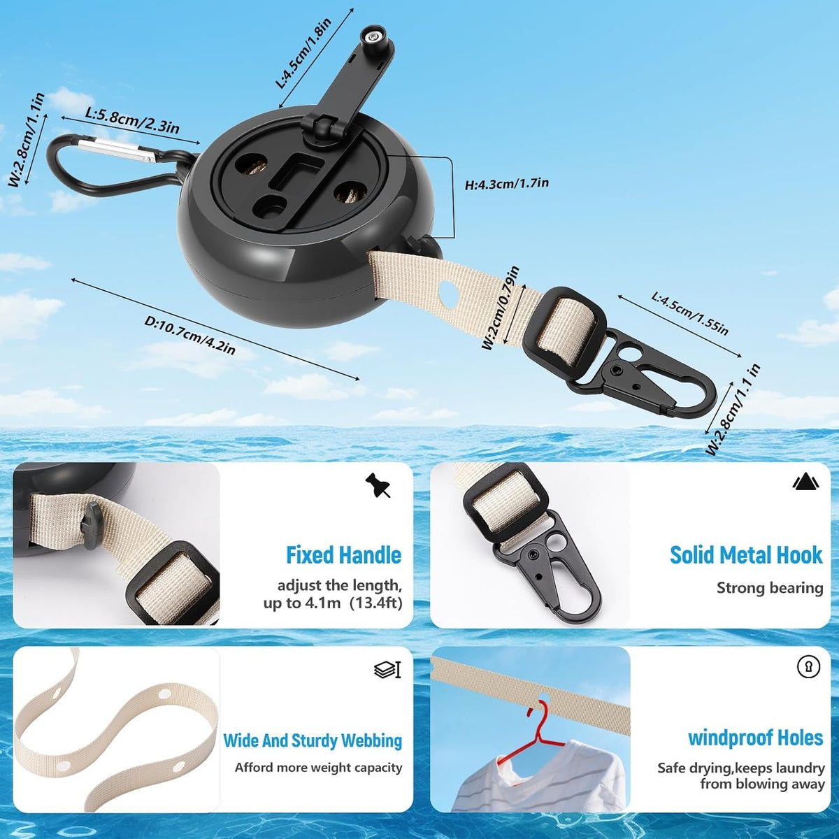 13ft Retractable Magnetic Clothesline for Cruise Ship Cabin Essentials