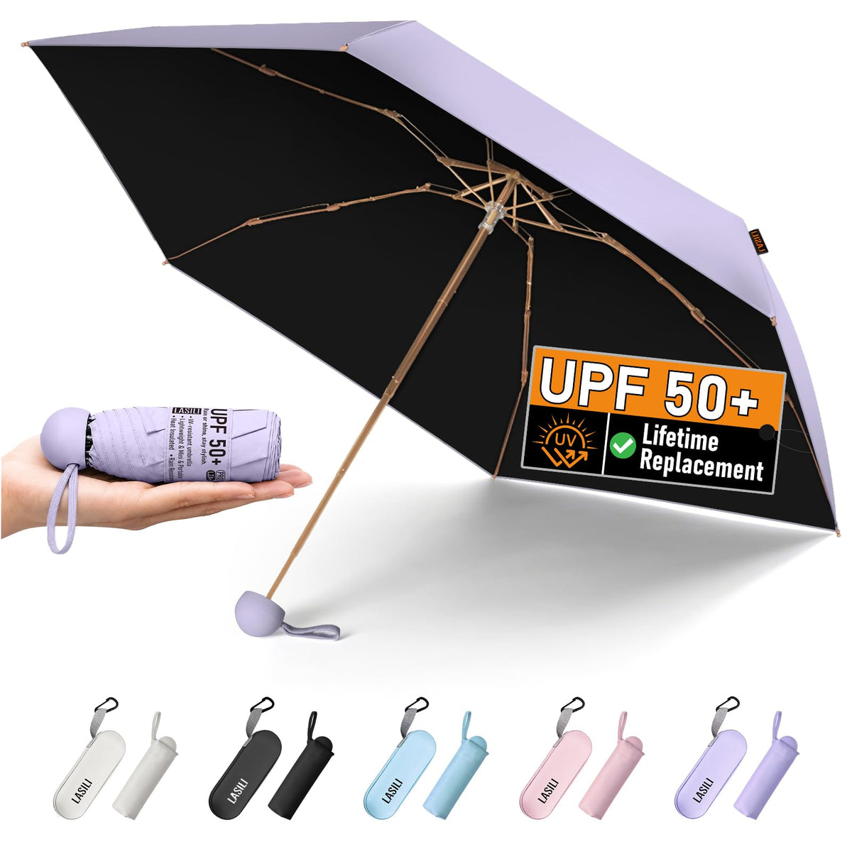 F3 MINI Travel Umbrella with UV Protection, Sun & Rain, 39" Arc