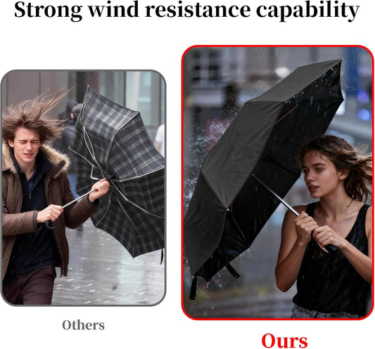 Automatic Mini Travel Umbrellas for Rain/Sun, Small Lightweight Folding Auto Open/Close Windproof Compact Umbrellas for Women Men, Fits Car & Backpack