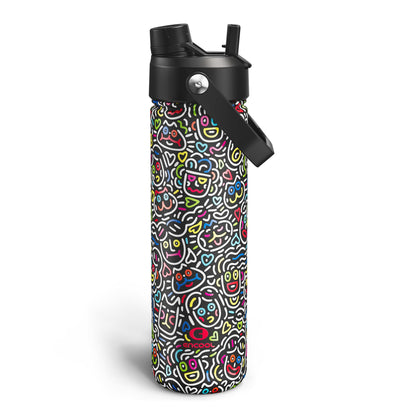ENCOOL Insulated Water Bottle with Straw Stainless Steel Water Bottle, Leak-Proof, BPA-Free, Double Wall Vacuum Keeps Cold for 24 Hours for Sports, Travel, School (26 oz, Black Night)