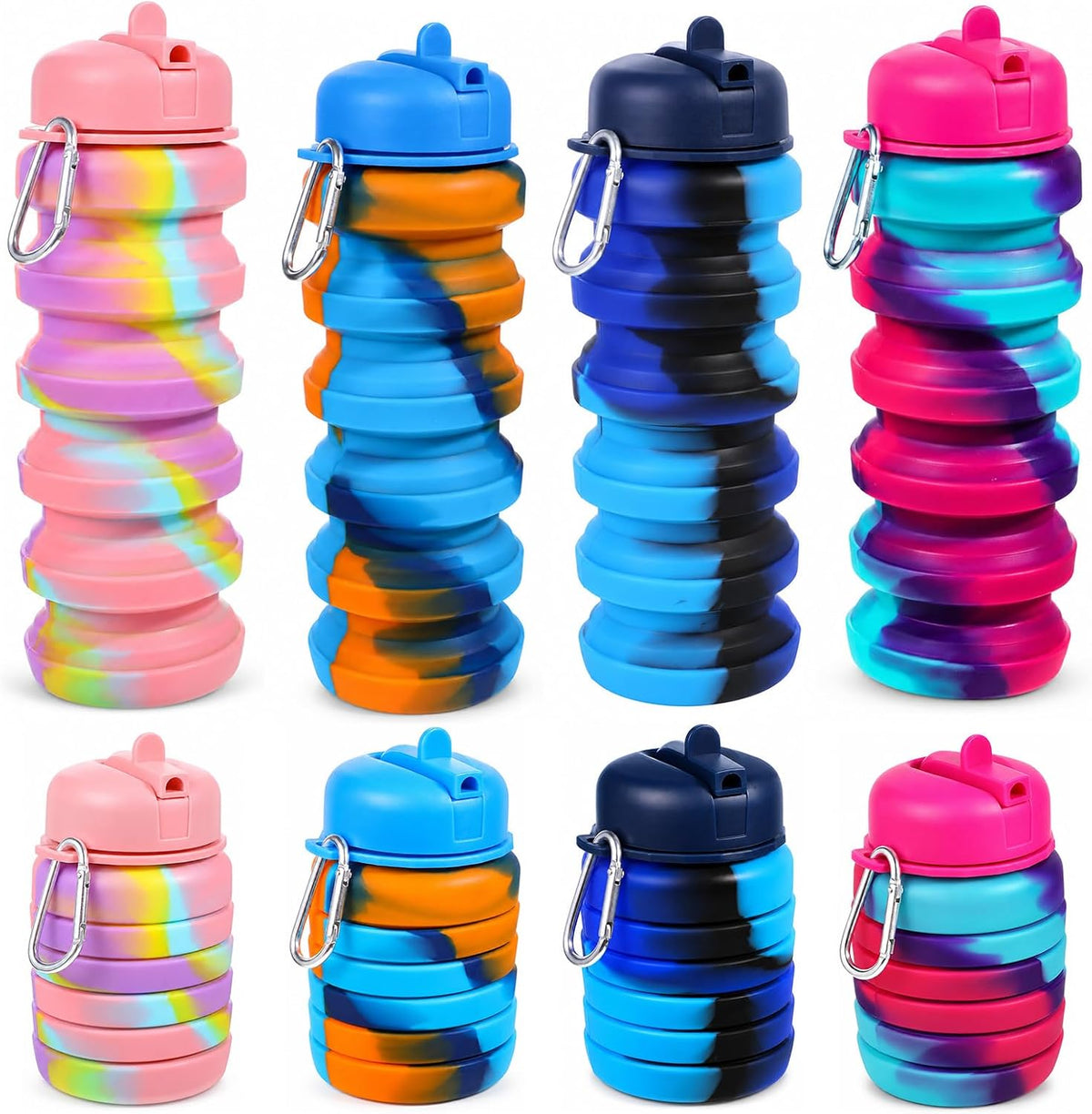 4PCS Foldable Water Bottles for Camping Hiking Travel Gym Sports,16oz