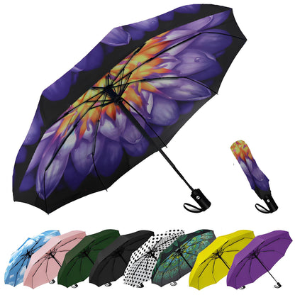 SIEPASA Compact Travel Umbrella - Windproof Auto Open/Close, Small Folding Umbrella for Rain - Lightweight & Durable with Fiberglass Frame, Waterproof Canopy - Fits Backpack, Purse, Suitcase. (Black)