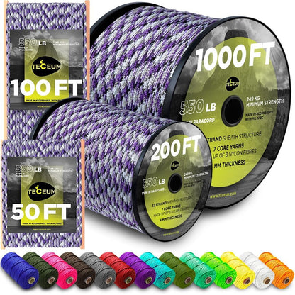 Paracord Rope 550 lb 4mm – Parachute Cord – Utility Camping Rope