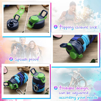 CHENGU 5 Pcs Collapsible Water Bottles for Travel 16 oz Silicone, Colorful