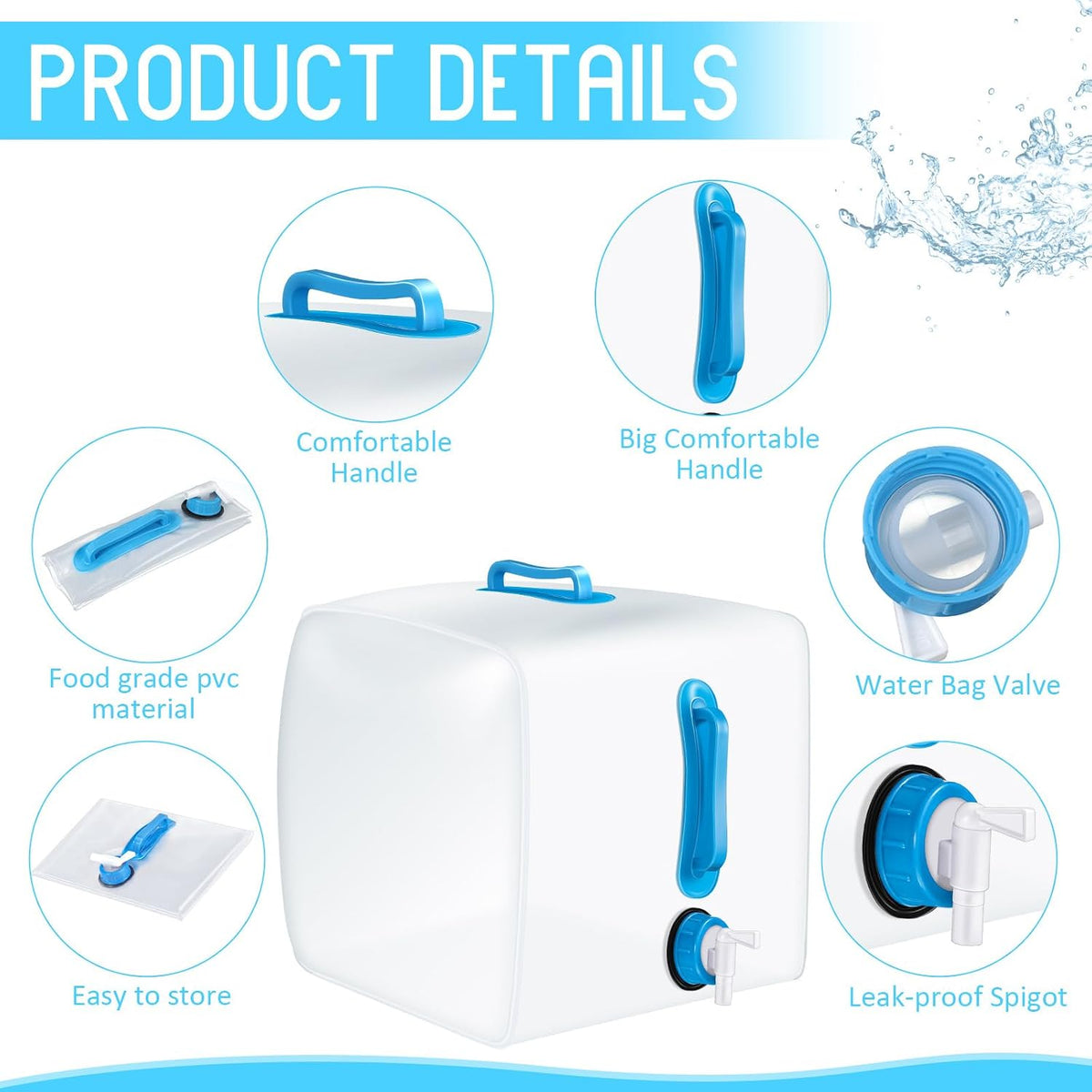 Reallnaive 3 Pcs 5.3 Gallon Collapsible Water Container with Spigot
