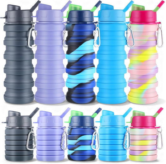 5 Pcs Collapsibles Water Bottles, 16 oz Portable Water Bottle with