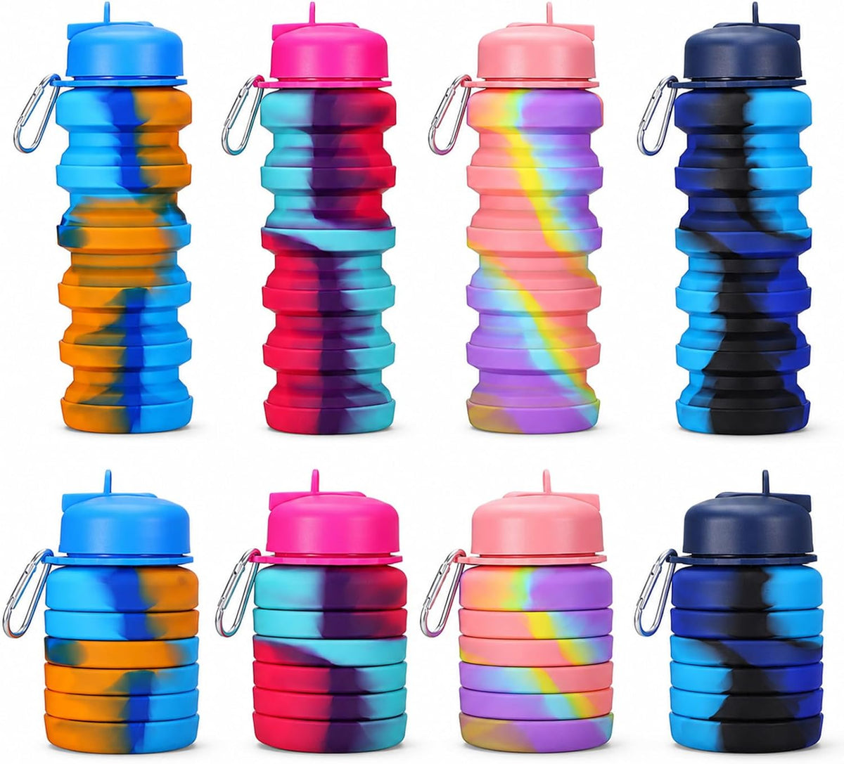 4 Pcs Foldable Water Bottles, 16 oz Reusable Water Bottles Portable